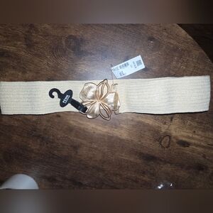 Cream Belt with Gold Flower Accent